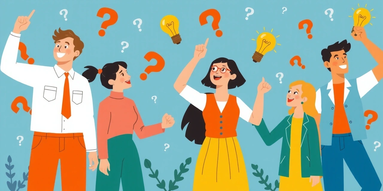Illustration of people finding answers to questions