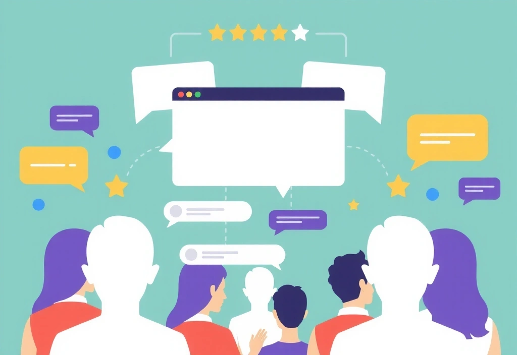 Abstract representation of user comments and reviews flowing into a digital platform